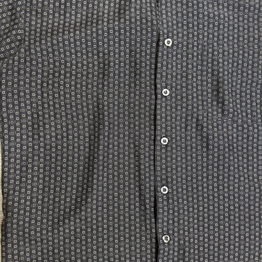 100% Silk SILK ICON Mens Short Sleeve Geometric Square Print Button Down Shirt L - Picture 7 of 10